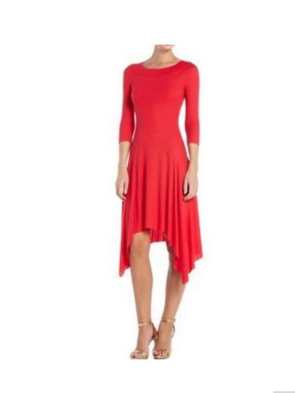 BCBGMaxAzria Red High-Low Long Sleeve Dress
